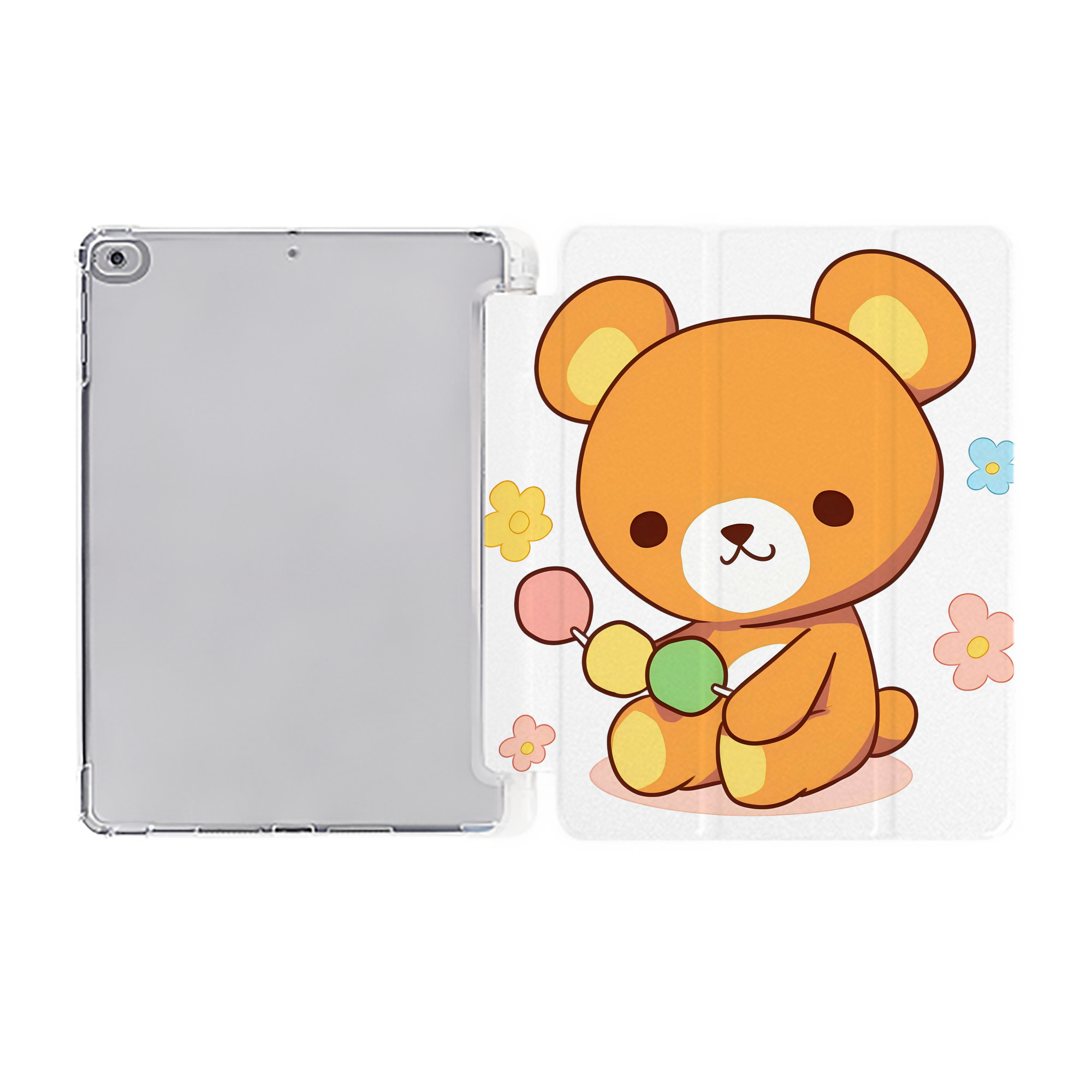 （画像用） リラックマ リラックマ キイロイトリ Rilakkuma Korilakkuma Kiiroitori IPad ケース ペン収納付き 三つ折りスタンド PUレザー×シリコン 対応機種9.5/10.5/10.9インチ